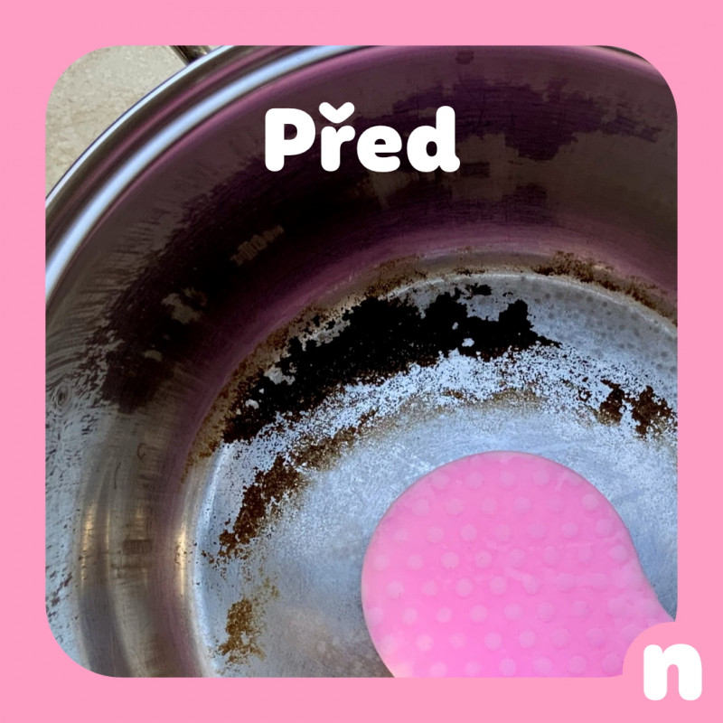 čištění připáleného hrnce - před
